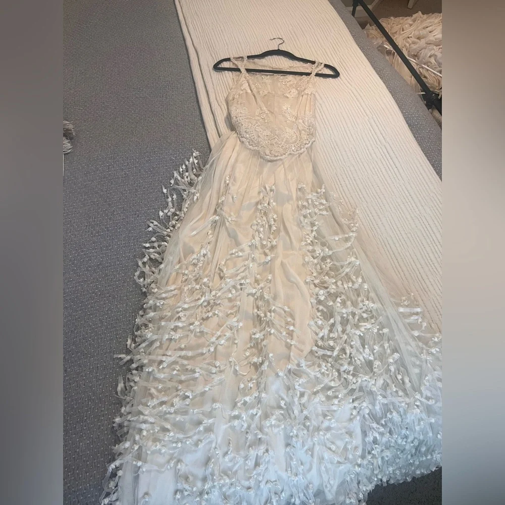 Vintage couture Claire Pettibone wedding dress French silk and beads - Picture 3 of 16